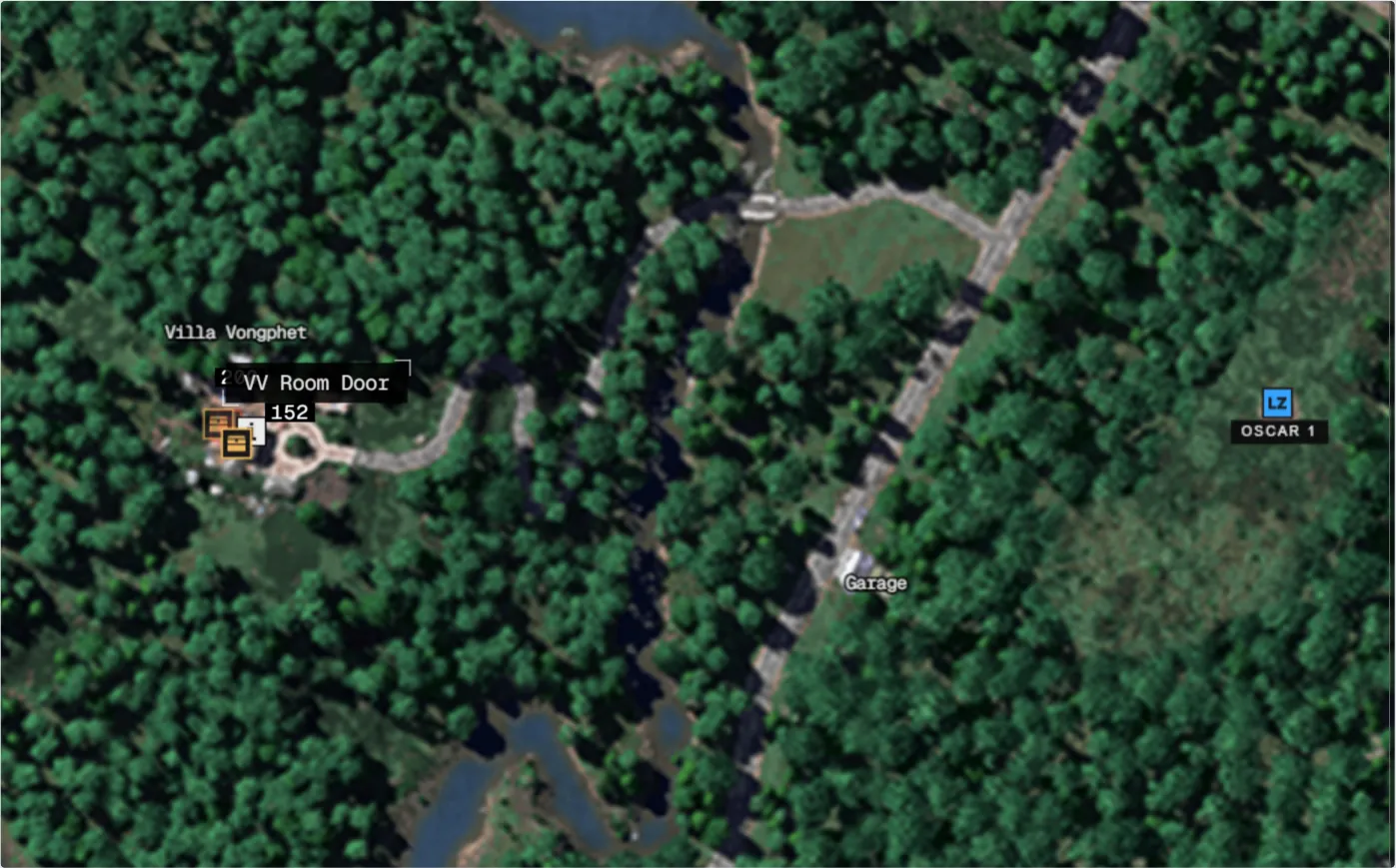 La villa Vongphet sur la carte, à gauche d'Oscar 1